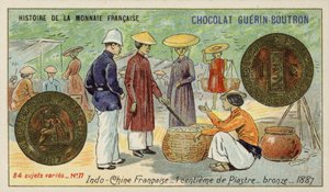 Bronzen 1 centime van een piastre, Frans Indochina door French School