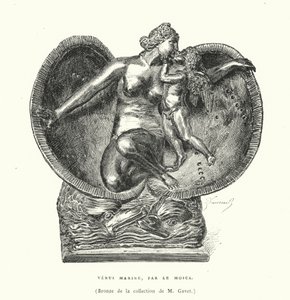 Bronzen afbeelding van de geboorte van Venus, door Le Mosca (gravure)