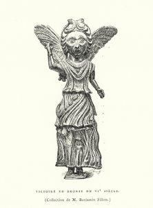 Bronzen figuur van de overwinning, 6e eeuw (gravure) door French School