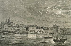 Buenos Aires in de jaren 1860 (gravure) door French School