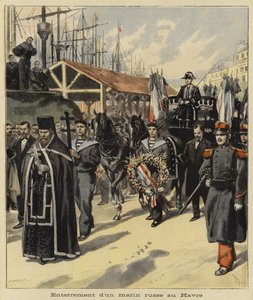 Begrafenis van een Russische matroos in Le Havre, Frankrijk, 1897 door French School