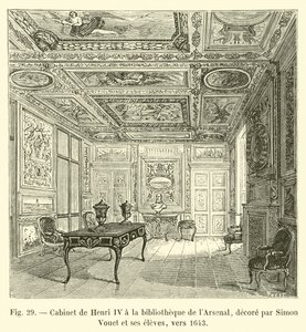 Kabinet van Hendrik IV in de bibliotheek van het Arsenaal, versierd door Simon Vouet en zijn leerlingen, rond 1643 door French School