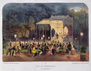 Cafe des Ambassadeurs, Champs-Elysees, ca. 1850 door French School
