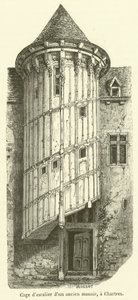Trappenhuis van een oud herenhuis, in Chartres (gravure) door French School