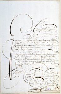 Calligrafie: Brief van rekeningen gecalligrafeerd rond 1678 door Francois de Bruyn