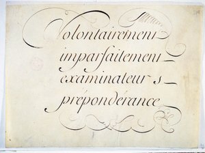 Calligrafie: manuscriptstuk rond 1670 door Andre Francois Roland. 