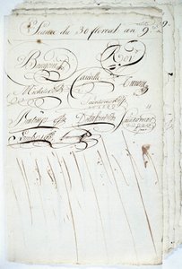 Kalligrafie: blad van het register van de Academische Schrijfvereniging, 30 Floreal an IX door French School