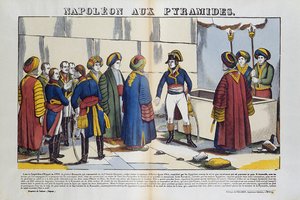 Campagne (Expeditie) van Egypte (1798-1801): Bonaparte Napoleon bij de Piramides van Egypte in 1799 door French School