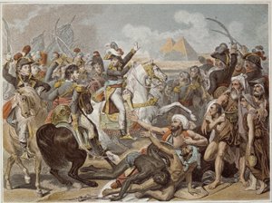 Campagne (Expeditie) van Egypte (1798-1801): Napoleon bij de Slag om de Piramides (21 juli) door French School