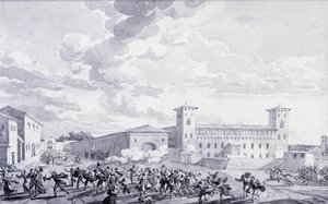 Campagne van Italië: uitzicht op de opstand van de stad Parijs tegen de Franse bezetting in Mei 1796 door French School