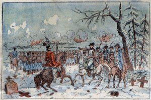 Campagne van Pruisen en Polen (1806-1807): "Napoleon I op het slagveld van Eylau op 08/02/1807 beval Murat om de Russische cavalerie terug te dringen. Gravure uit de 19e eeuw.