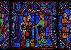 Bruiloft te Kana: Christus verandert water in wijn door French School