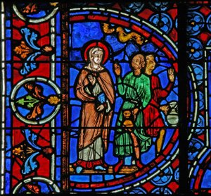 Bruiloft te Kana: Maria zegt de dienaren te doen wat Christus zegt door French School