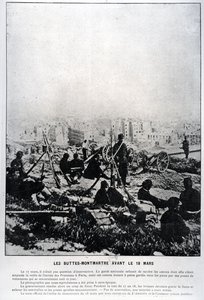 Kanonnen op de Buttes-Montmartre aan de vooravond van 18 maart 1871 (zw foto) door French School