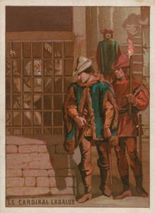 Kardinaal Jean La Balue in de gevangenis in 1469 door French School