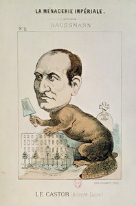 Karikatuur van Baron Georges Eugene Haussmann (1809-91) als een Bever, uit 