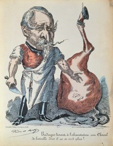 Karikatuur van Napoleon III (1808-73) als paardenbeul tijdens het Beleg van Parijs, 1870 door French School