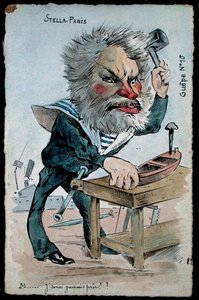 Karikatuur van de minister van Marine, Camille Pelletan (1846-1915) uit de serie 