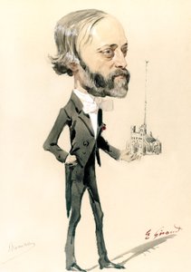 Karikatuur van de architect, Eugène Emmanuel Viollet-le-Duc door French School
