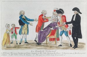 Karikatuur van de nationalisatie van kerkelijk eigendom in Frankrijk tijdens de Franse Revolutie, 1792