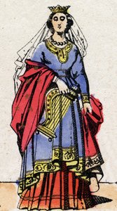 Karolingische dynastie: Portret van Emma van Frankrijk, vrouw van Raoul van Frankrijk. Epinal afbeelding. door French School