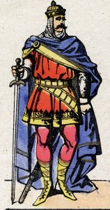 Karolingische dynastie: Portret van Eudes of Odon (ca. 860-898) Koning der Franken van 888 tot 898. Epinal afbeelding uit het einde van de 19e eeuw. Privécollectie. door French School