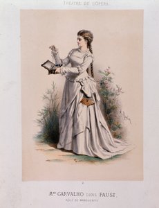 Carolyne Carvalho (1827-1895), Franse sopraan die Margherita speelt in Faust door Charles Gounod (1818-1893).