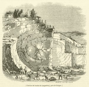 Basaltgroeve van de Langenberg, nabij Keulen (gravure)