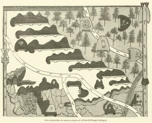 Geografische kaart van de oude inboorlingen van Nieuw-Spanje, Azteken door French School