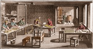 Cartier - Fabricage van speelkaarten - La Grande Encyclopedie, ou Dictionnaire Raisonne des Sciences, des Arts et des Metiers door Denis Diderot en Jean d