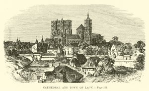Kathedraal en stad Laon door French School