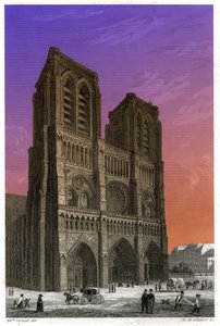 Kathedraal Notre Dame de Paris (gravure, ca. 1850) door French School
