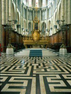 Kathedraal van Saint Omer (Noord 59): Altaar en doolhof door French School