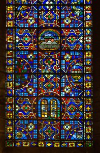 Kathedraal van Chartres, detail van het glas-in-lood van vrede door French School