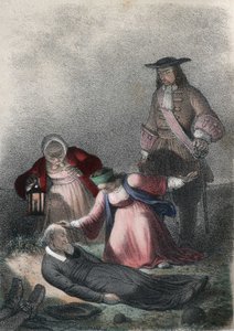 Catharina I van Rusland (Marta Elena Skavronska, later Marfa Samuilovna Skavronskaya) - Catharina I (1684 - 1727), als kind, vindt Pastor Skovronski, de pastoor die haar opvoedde, stervend tussen de doden van Mariembourg, een stad die door de Russen werd b door French School