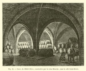 Kelders van het Hotel-Dieu, gebouwd door koningin Blanche, onder de Saint-Denis zaal