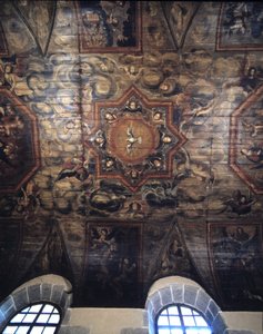 Plafond van het voormalige Dominicanenklooster (ziekenhuis) (1664). 17e-eeuwse schildering. Dinan, Côtes-d