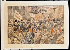 Vieringen in de straten van Londen na het nieuws van de vrede in de Transvaal, mei 1902