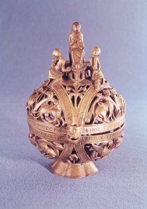 Wierookvat bekroond door een engel omringd door drie jonge Hebreeën, Tournai (messing) door French School