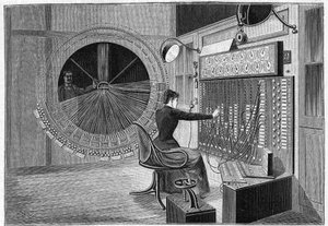 Centraal kantoor van de Theatrophone in Parijs in 1892 door French School
