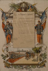 Certificaat van goed gedrag, 37e Infanterieregiment, 1896 door French School