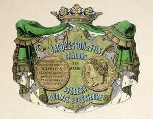 Champagnelabel voor Jacquesson & Fils, Champagne Sillery Marque, midden 19e eeuw door French School