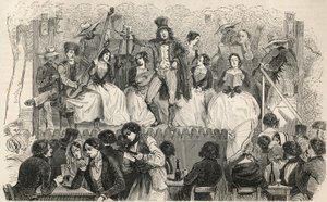 Champs-Elysees - Zangers voor het café Morel - Gravure in "Tableau-de-Paris" door Edmond Texier 1852 door French School