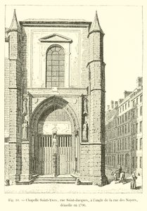 Kapel Saint-Yves, rue Saint-Jacques, op de hoek van de rue des Noyers, gesloopt in 1796