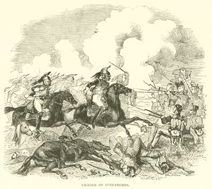 Aanval van Cuirassiers (gravure) door French School