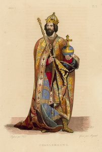 Karel de Grote (gekleurde gravure) door French School