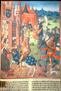 Karel de Grote met zijn paladijnen (ridders van zijn gevolg) door French School