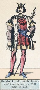 Karel IV, 49e koning van Frankrijk, besteeg de troon in 1321, stierf in 1328
