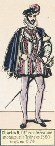 Karel IX, 61e koning van Frankrijk, besteeg de troon in 1560, stierf in 1574