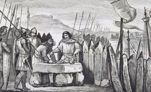 Karel III de Dikke (839-88) betaalt de Viking-indringers af in 886, uit 